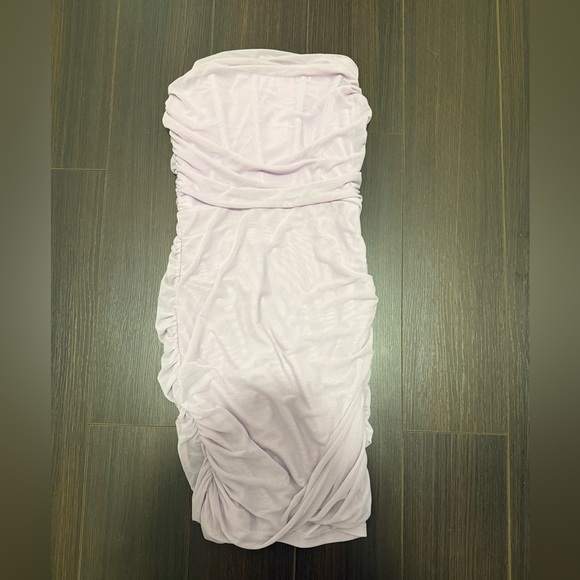 AGAPE LAVENDAR STRAPLESS BANDEAU WRAP ROUCHDD! Mini dress! Size small/ NWOT! - Picture 5 of 8